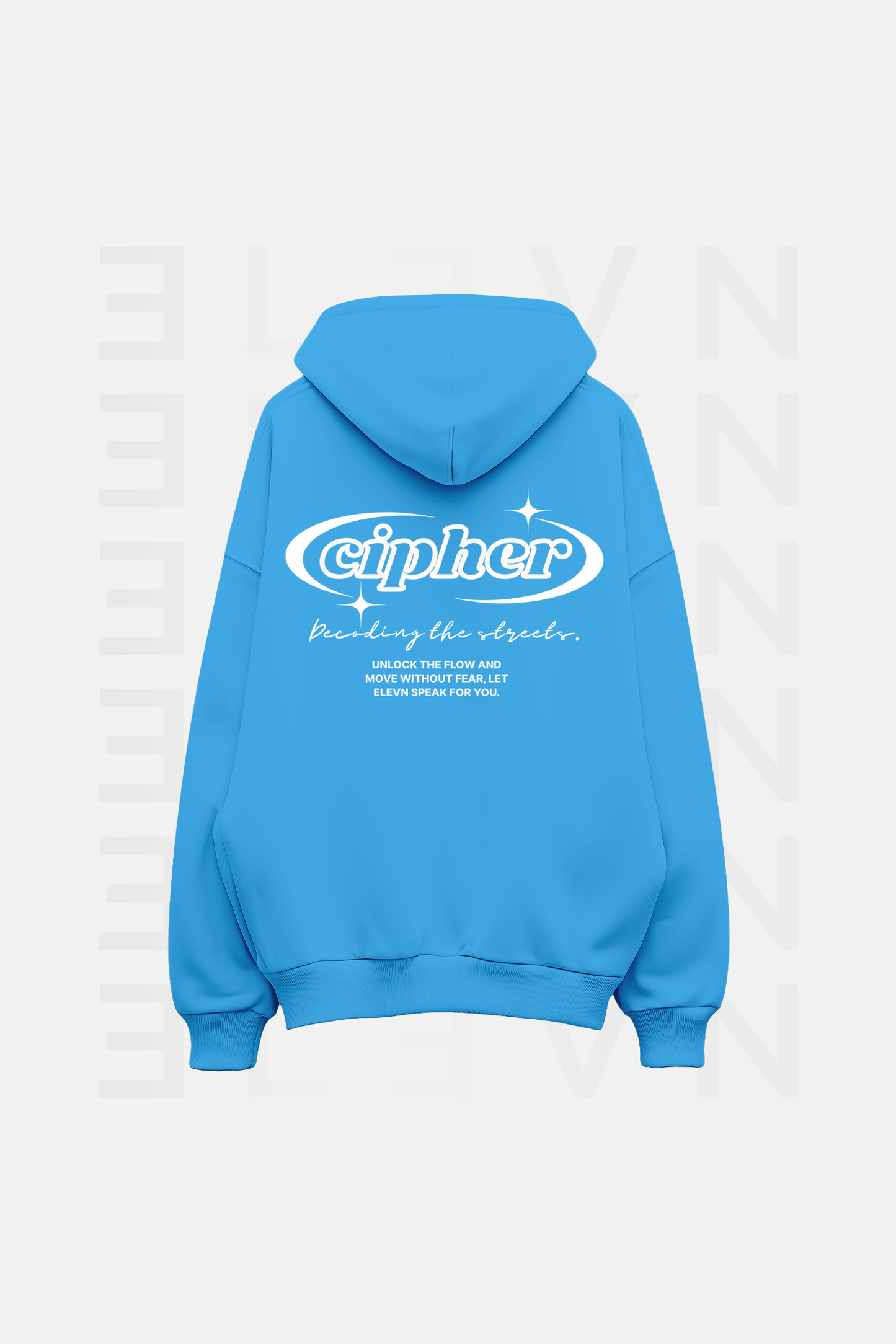 Hoddie Cipher Azul Ingles Oversize | CIPHER