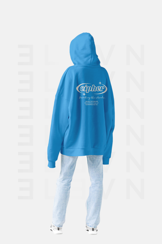 Hoddie Cipher Azul Ingles Oversize | CIPHER
